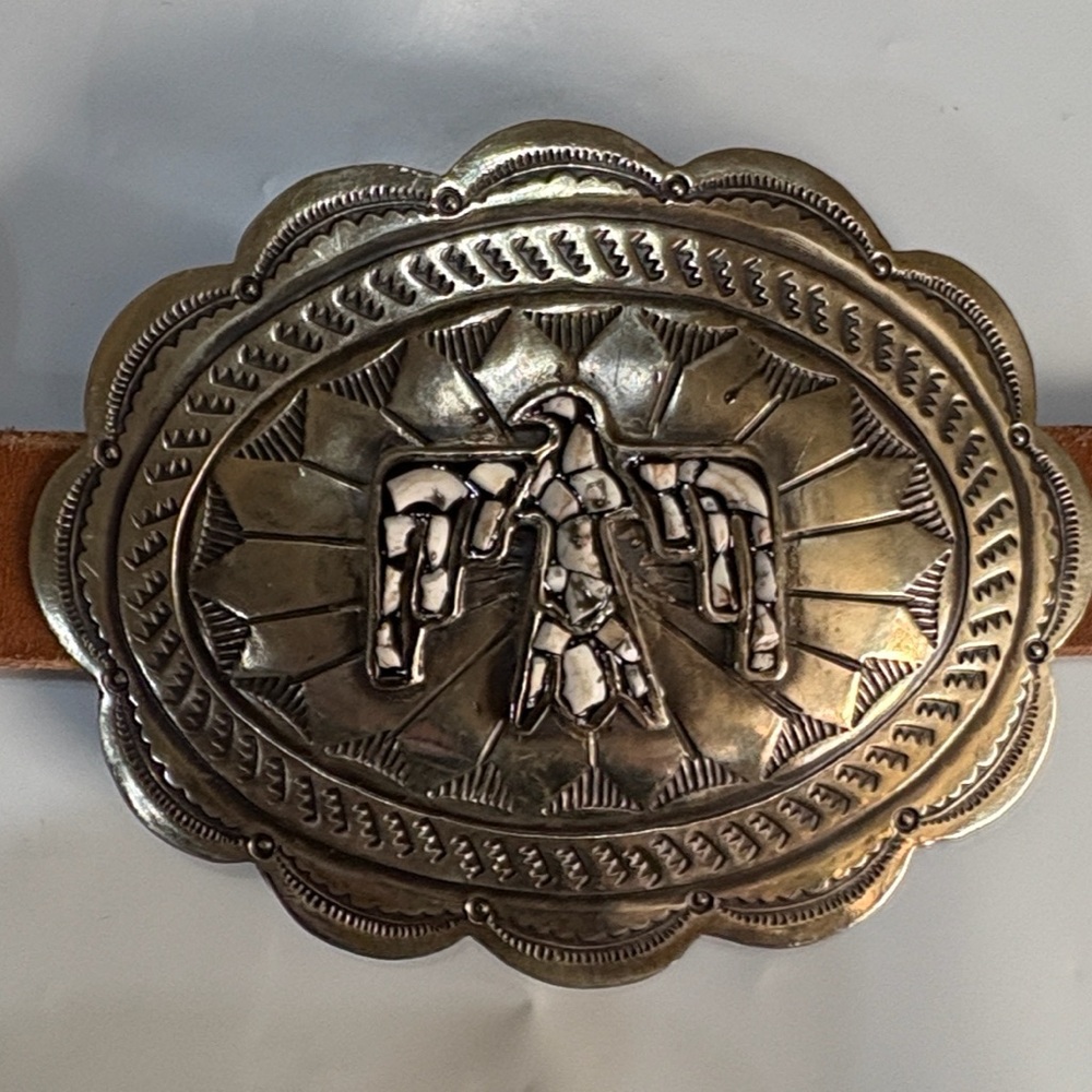 Rodeo Quincy - Barbosa Thunderbird Silver and Brown Concho Belt - Picture 11 of 16